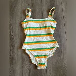 Polo by Ralph Lauren Striped Swimsuit - White, Green, Orange